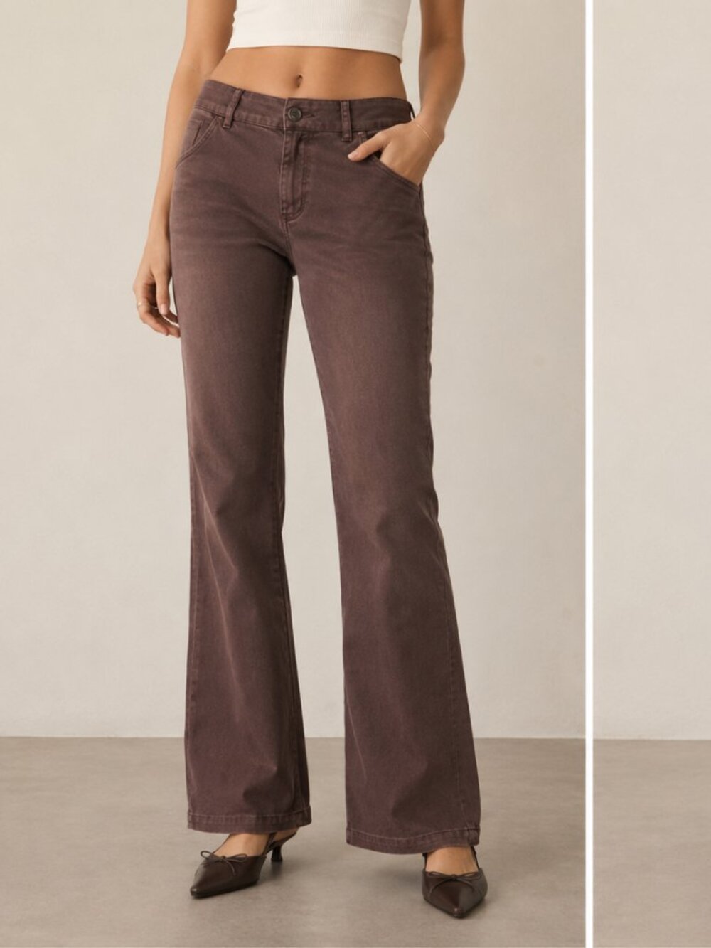 a.n.a Dk Brown Boot Cut Slight Wide Leg Mid Rise Pants Cotton Vintage Y2K Sz S
